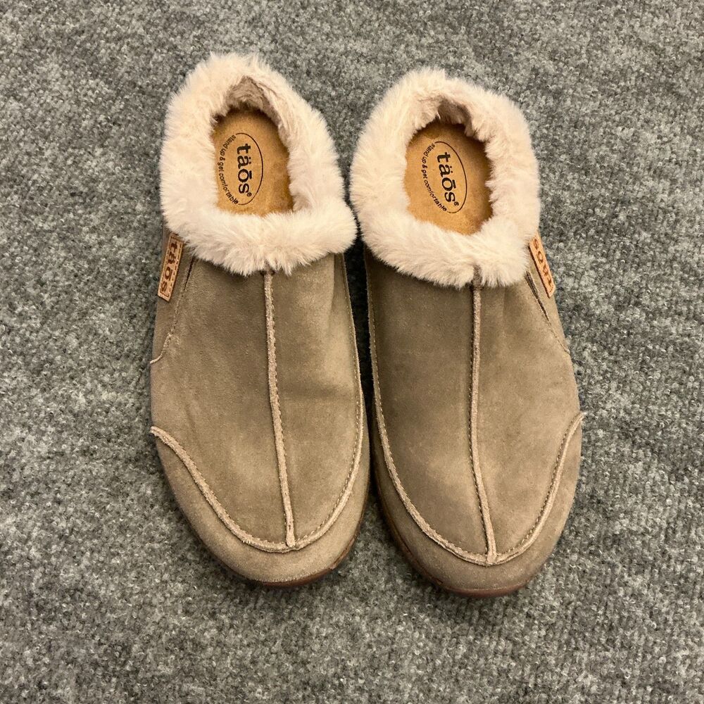 Taos Shoes Womens 8 Clog Slip On Faux Fur Classic Lifestyle Future Taupe